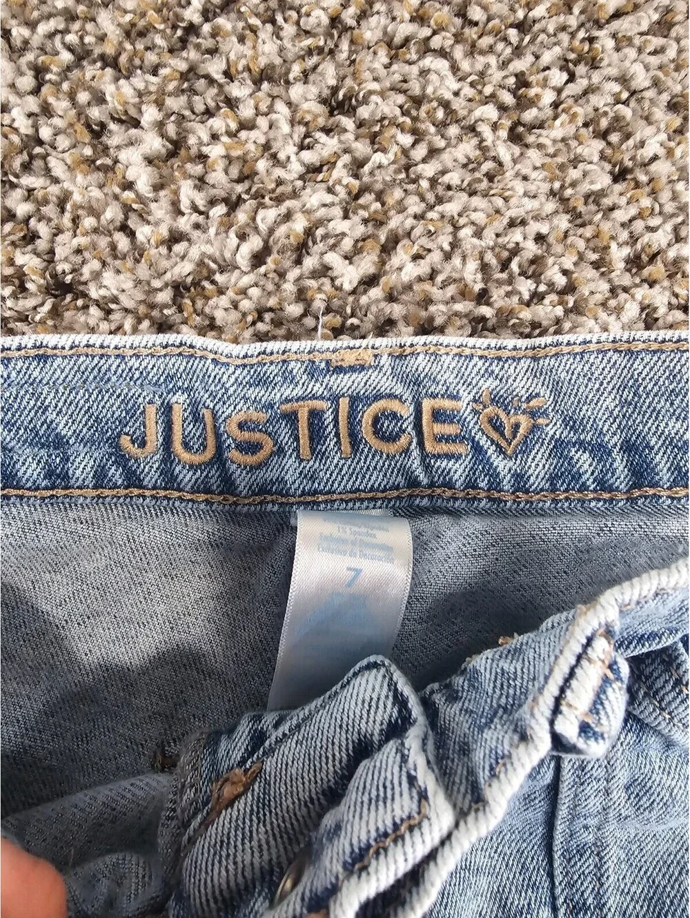 Justice Girls Sz 7 Tapered Leg Cargo Jeans Power Puff Girls Vintage Y2K